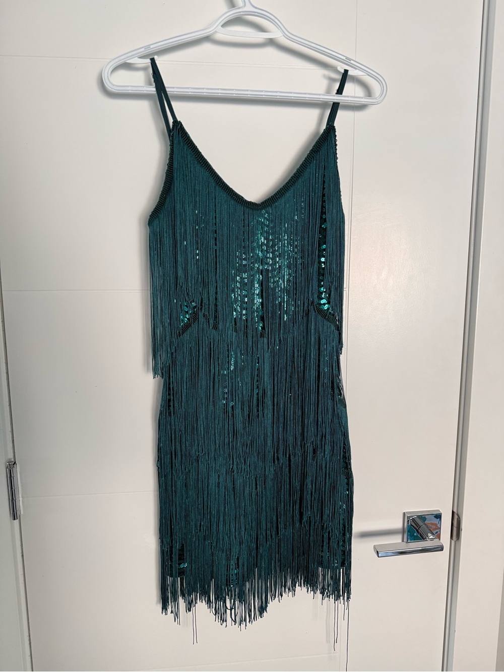 Lulu’s Get in the Groove Emerald Green Sequin Fringe Bodycon Dress - Picture 3 of 6